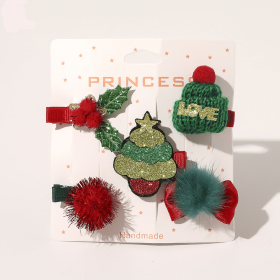 Christmas Hairpin Children's BB Clip Bangs Clip Hairpin Hair Accessories (Option: Christmas tree hair clip-1x5 small ones)