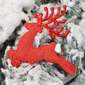 Christmas Decorations 681013cm Electroplated Hemp Dot Christmas Elk Christmas Tree Pendant Gold And Silver Red R'deer (Option: Red-8cm 4G)