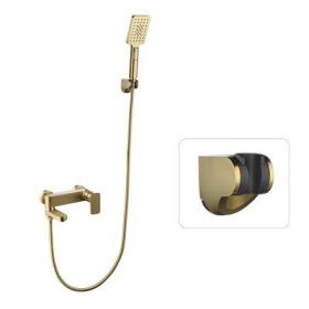 Lifting Wall Hanging Revolving All Copper Shower Shower Set (Option: Fixed seat drawing gold)