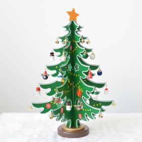 Combination Three-dimensional Pendant Villain Wooden Christmas Tree Ornament (Option: Green Three leaves tree-35cm)