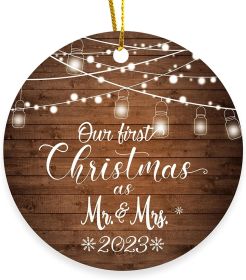 2023 Christmas Round Wooden Plaque Hanging Decoration Cross-border Christmas Hanging Decoration Souvenir (Option: Doublesided1)