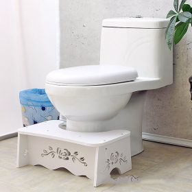 Toilet Seat Foot Mat Children Elderly Toilet Heightening Insole PVC Wood Plastic Bench Senbang (Option: Flowers)