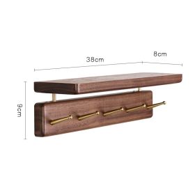 Nordic Style Solid Wood Hanger Japanese Style Entrance Brass Hook Hallway Wall Shelf Black Walnut Coat Hook (Option: Black walnut-5Hook storage rack)