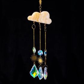 Crystal Cloud Sun Catcher Wind Chimes Christmas Pendant Pendant Chain (Option: Yellow square solution)