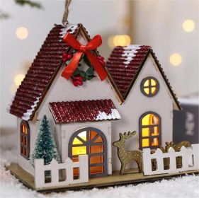 Creative Christmas Tree Blind Box Desktop Ornaments Wooden House Family Pendant (Style: 2)