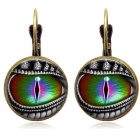 Y2K Vintage Dragon Eye Time Synthetic Gemstone Earrings Retro Creative Personality Temperament Alloy Material Exquisite Gift For Women Girls (Color: Copper)