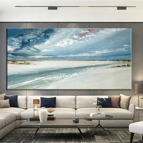 Hand Painted Oil Paintings Abstract Seascape Painting Beach Ocean  Living Room Hallway Luxurious Decorative Painting (size: 150X220cm)