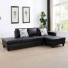 Black Faux Leather 2-Piece Couch Living Room Sofa Set