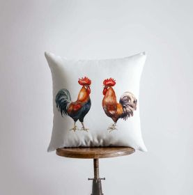 Watercolor Roosters | Gifts | Brid Prints | Bird Decor |Accent Pillow Covers | Throw Pillow Covers | Pillow | Room Decor | Bedroom Decor (Dimensions: 18x18)