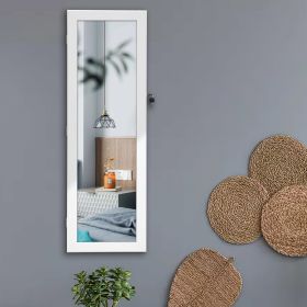 Jewelry Storage Mirror Cabinet  For Living Room Or Bedroom (Color: White)