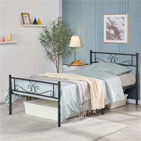 Jocelyn Modern Scroll Metal Platform Twin Bed, Black (bed_size: twin)