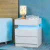 Modern LED Nightstand with 2 High Gloss Drawers and RGB Lights – Wood LED Bedside Table for Bedroom, Living Room, Children's Room