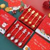 1Set Christmas Stainless Steel Coffee Spoon Tableware Stainless Steel Santa Ornaments Golden Silver Dessert Scoop Xmas Decor Gift