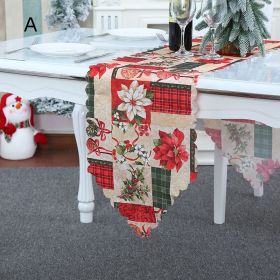 180x35cm Christmas Table Runner Cloth Merry Christmas Decoration for Home Tablecloth Xmas Ornament Navidad Natal New Year Gift (Color: C)