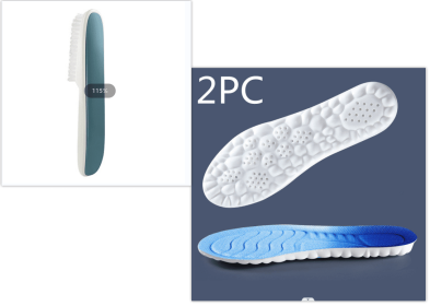 Boys And Girls' Sports Insoles And Long Handle Decontamination And Cleaning Shoe Brush (Option: Shoe brush and blue insoles-43 to 44)