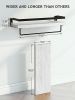 Floating bathroom shelf with towel rail; bathroom/living/kitchen/bedroom wall shelf set of 2; light brown; dark brown; black.