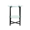 2-layer Tempered Glass End Table;  Round Coffee Table for Bedroom Living Room Office