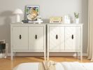 2 Door Wooden Cabinets, Off-white Wood Cabinet Vintage Style Sideboard for Living Room Dining Room Office