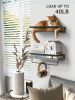 Floating bathroom shelf with towel rail; bathroom/living/kitchen/bedroom wall shelf set of 2; light brown; dark brown; black.