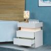 Modern LED Nightstand with 2 High Gloss Drawers and RGB Lights – Wood LED Bedside Table for Bedroom, Living Room, Children's Room