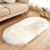 1pc, Oval Plush Rug, Bedside Foot Cushion, Sofa Foot Cushion, Carpet Floor Mat, 23.62*47.24inch, Floor Decor