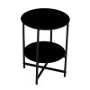 2-layer Tempered Glass End Table;  Round Coffee Table for Bedroom Living Room Office