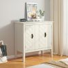 2 Door Wooden Cabinets, Off-white Wood Cabinet Vintage Style Sideboard for Living Room Dining Room Office