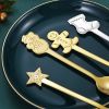 1Set Christmas Stainless Steel Coffee Spoon Tableware Stainless Steel Santa Ornaments Golden Silver Dessert Scoop Xmas Decor Gift