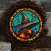 1pc Halloween Crow Witch Decoration Crafts,Fall Crow Witch Stained Suncatcher Black Bird Decorative Window Hanging Ornament, Stained Suncatcher