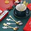 1Set Christmas Stainless Steel Coffee Spoon Tableware Stainless Steel Santa Ornaments Golden Silver Dessert Scoop Xmas Decor Gift