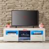 modern TV Stand with LED Lights, high glossy front TV Cabinet, can be assembled in Lounge Room, Living Room or Bedroom