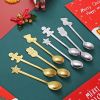 1Set Christmas Stainless Steel Coffee Spoon Tableware Stainless Steel Santa Ornaments Golden Silver Dessert Scoop Xmas Decor Gift