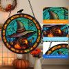 1pc Halloween Crow Witch Decoration Crafts,Fall Crow Witch Stained Suncatcher Black Bird Decorative Window Hanging Ornament, Stained Suncatcher