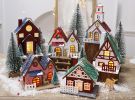 Creative Christmas Tree Blind Box Desktop Ornaments Wooden House Family Pendant