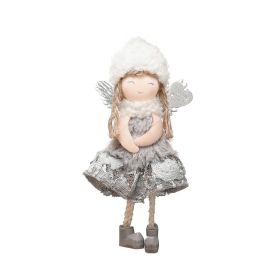 Christmas Lace Angel Doll Christmas Tree Small Pendant Lift Snowflake Girl Christmas Show Window Decorations Accessories (Option: Gray Lace Skirt Angel Pendant)