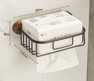 Solid Wood Towel Rack Perforation-free Bathroom Shelving (Option: Walnut paper towel basket)