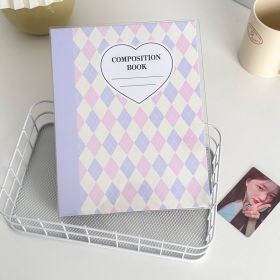 Minimalist Checkered Diamond A5 Loose Leaf Storage Book (Option: Cream Pink Purple Shell)