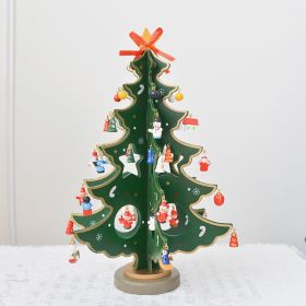 Combination Three-dimensional Pendant Villain Wooden Christmas Tree Ornament (Option: Green Two leaves tree-35cm)