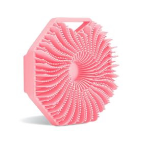 Polygonal Silicone Shower Brush Environmental Protection (Option: Pink-10x11x3.8CM)