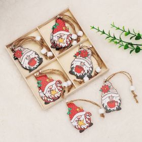 Christmas Faceless Doll Wooden Pendant Decoration Set (Option: Section D)