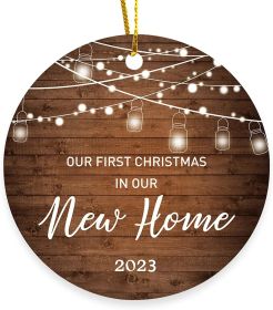 2023 Christmas Round Wooden Plaque Hanging Decoration Cross-border Christmas Hanging Decoration Souvenir (Option: Singlesided2)