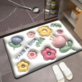 Ins Soft Diatom Mud Expanded Florets 3D Visual Non-slip Foot Mat (Option: LTH003-60x90cm Plush point)