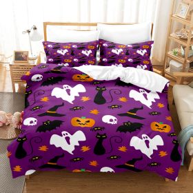 Halloween Series Bed Sheet Holiday Bedding Three-piece Set (Option: 3style-135 × 200)